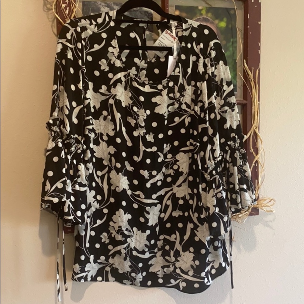 Black and white floral blouse
